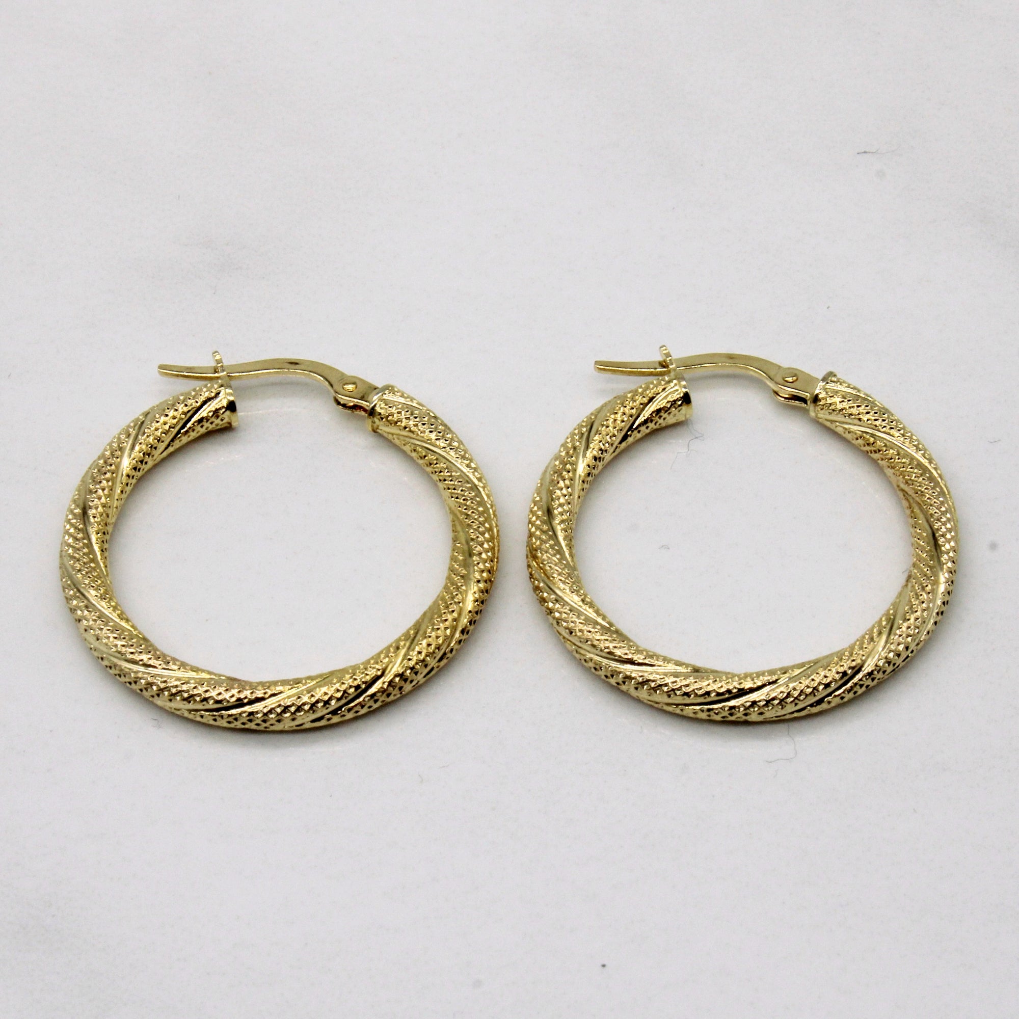 10k Yellow Gold Engraved Hoop Earrings