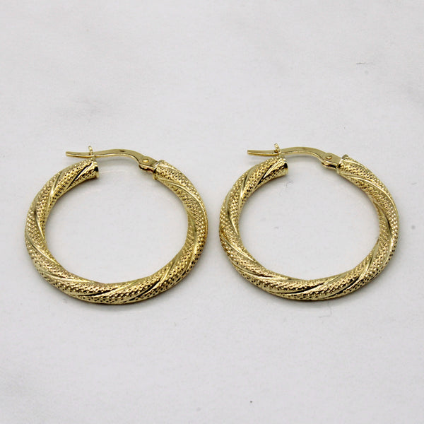 10k Yellow Gold Engraved Hoop Earrings