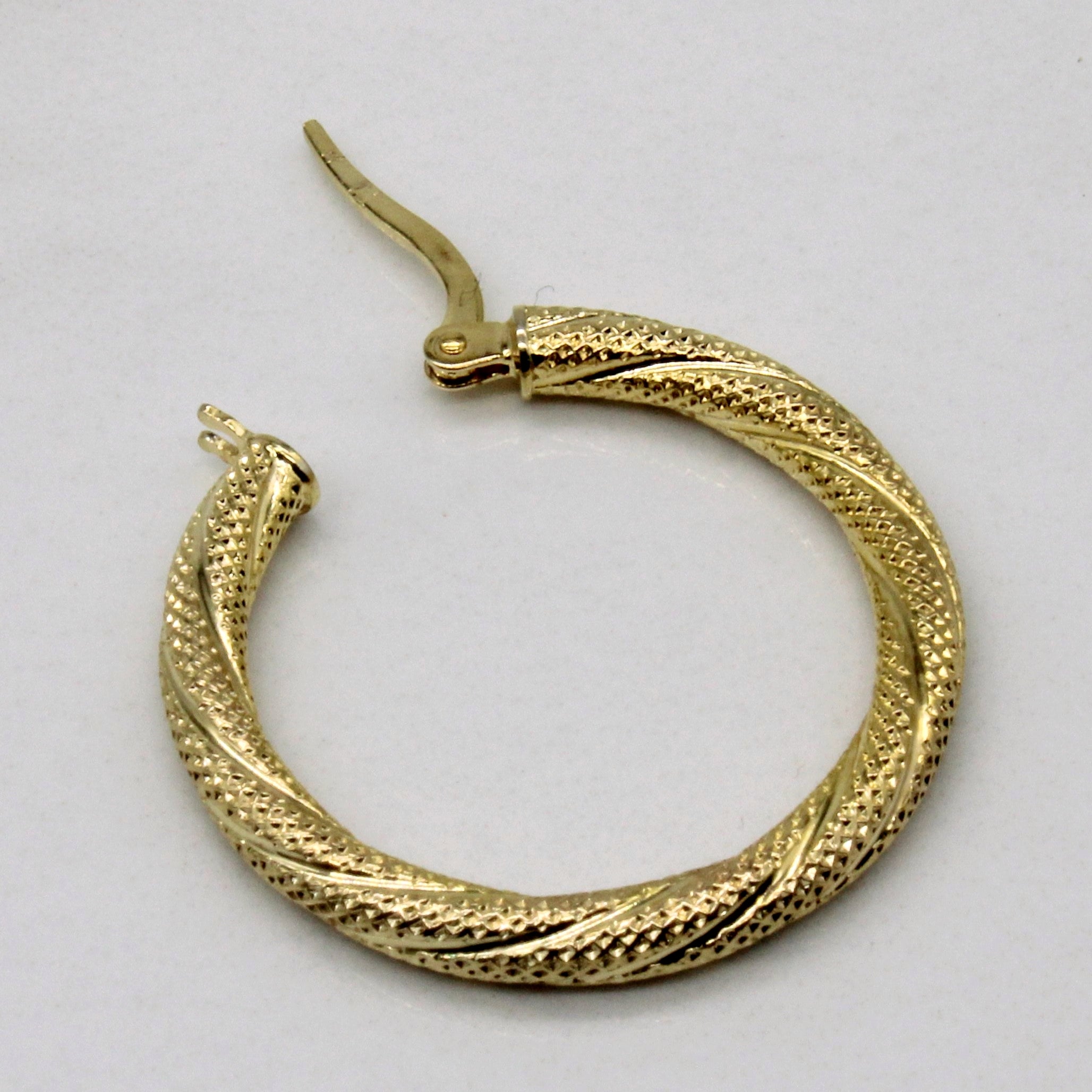 10k Yellow Gold Engraved Hoop Earrings