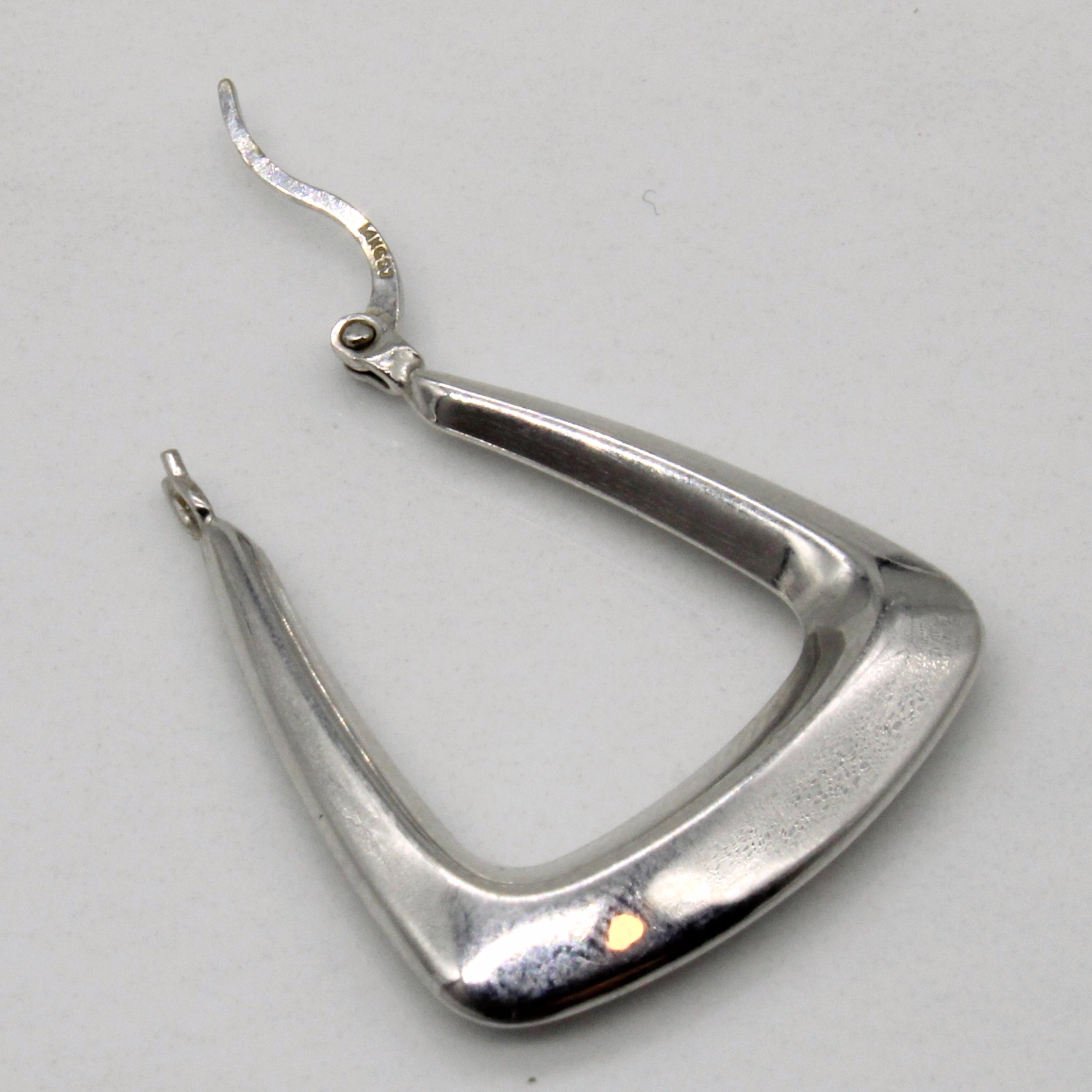 14k White Gold Soft Trianglular Hoop Earrings