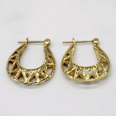 14k Yellow Ornate Hoop Earrings