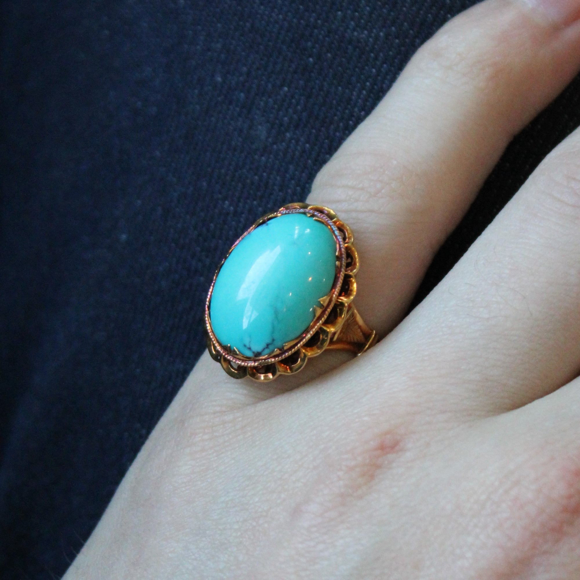 Turquoise Cocktail Ring | 12.20ct | SZ 5.75 |
