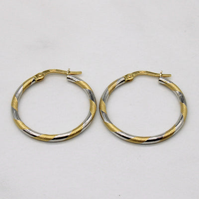 18k Two Tone Gold Hoop Earrings