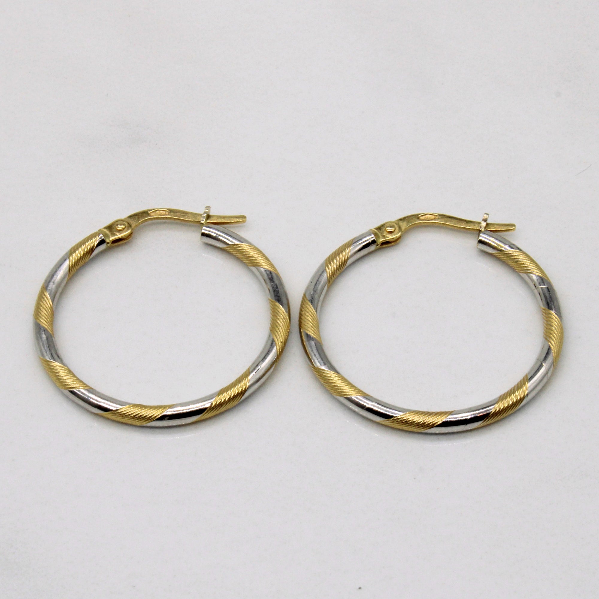 18k Two Tone Gold Hoop Earrings