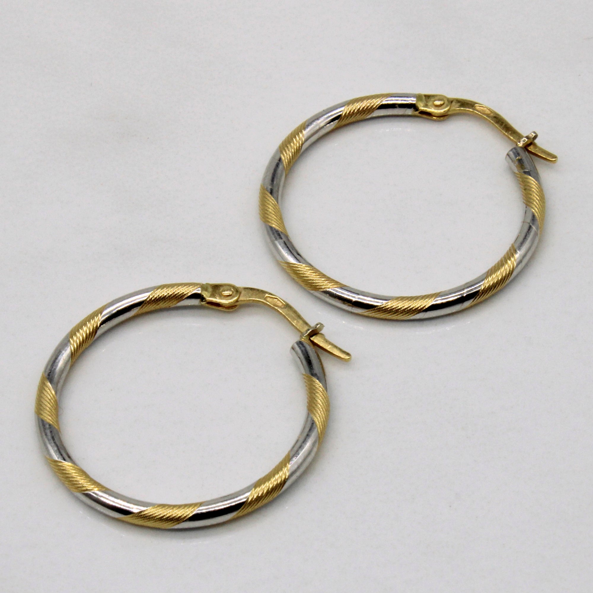 18k Two Tone Gold Hoop Earrings