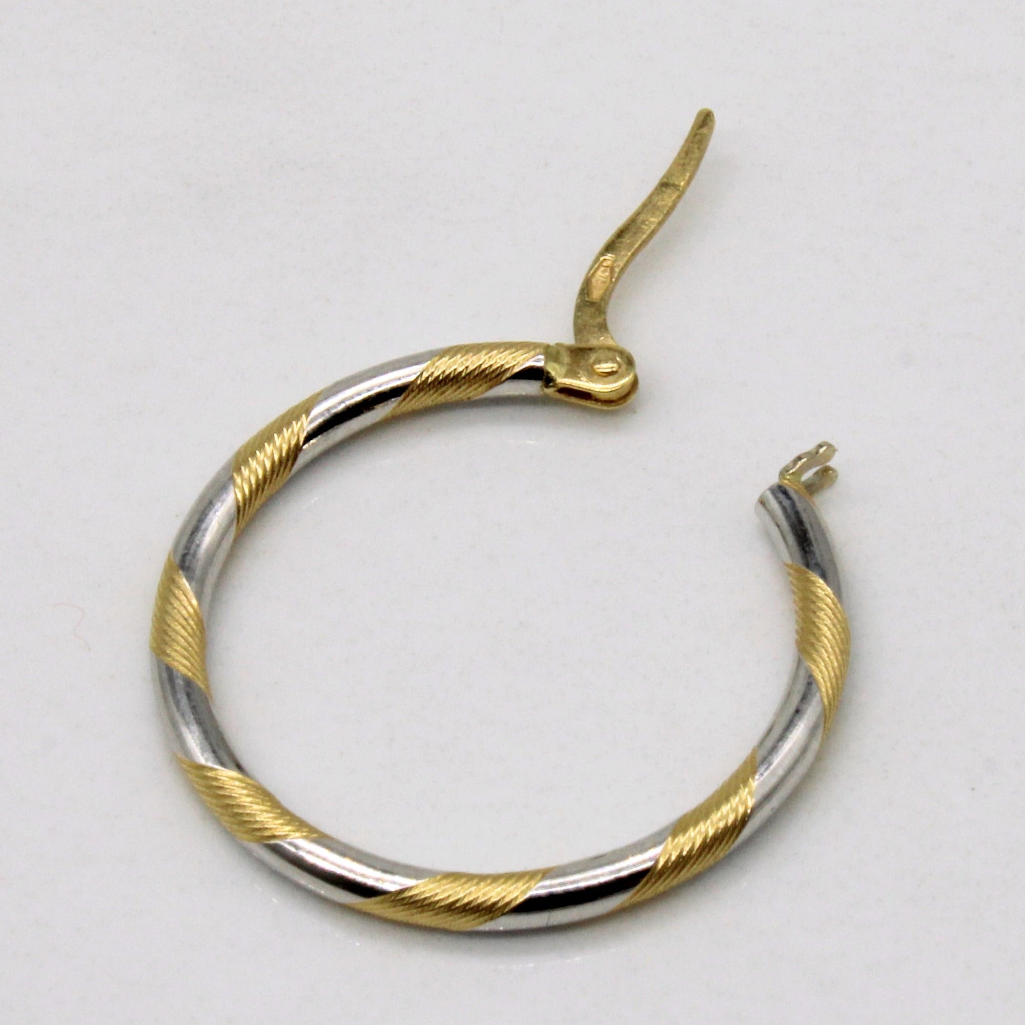 18k Two Tone Gold Hoop Earrings