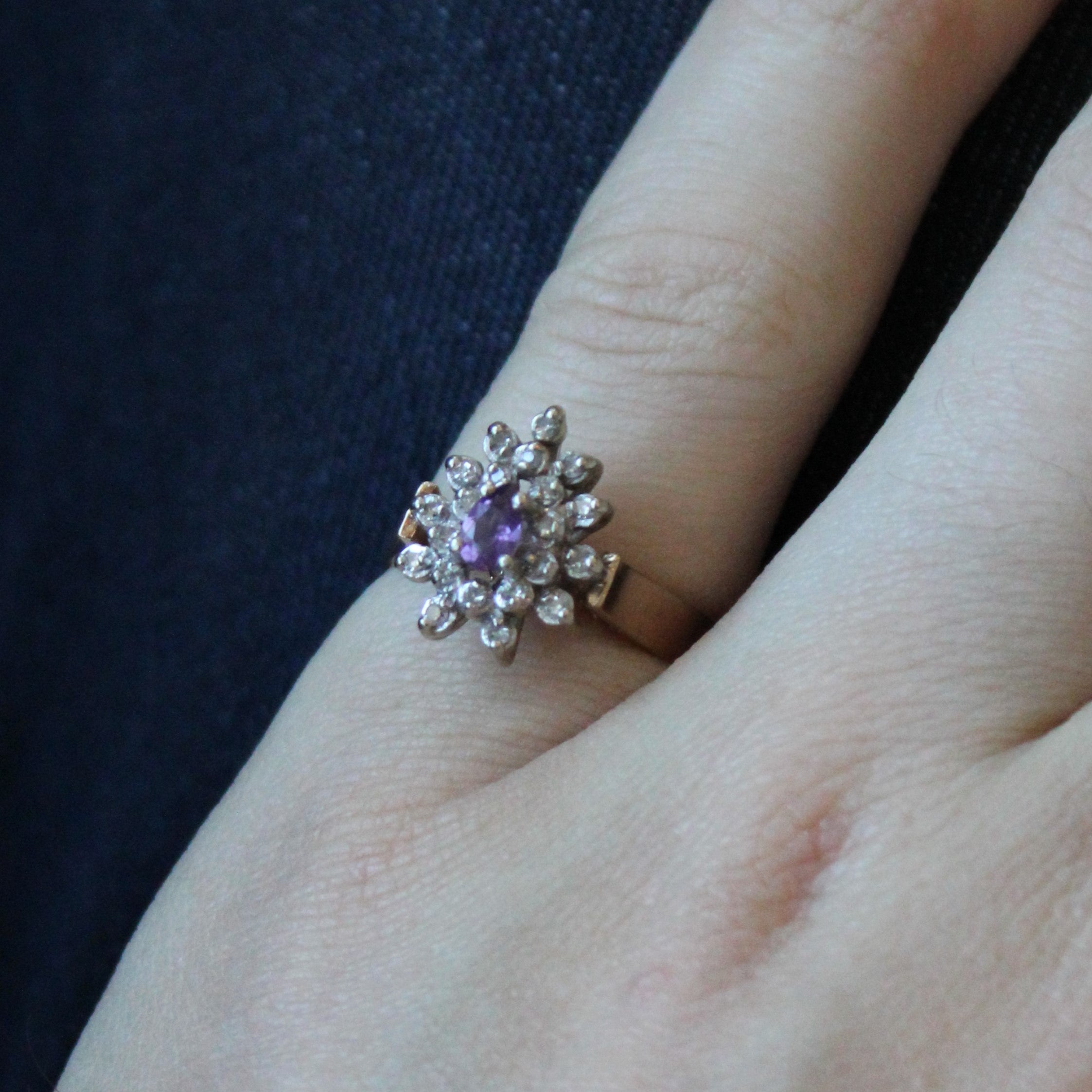 Amethyst & Diamond Cocktail Ring | 0.15ctw, 0.09ct | SZ 5.75 |