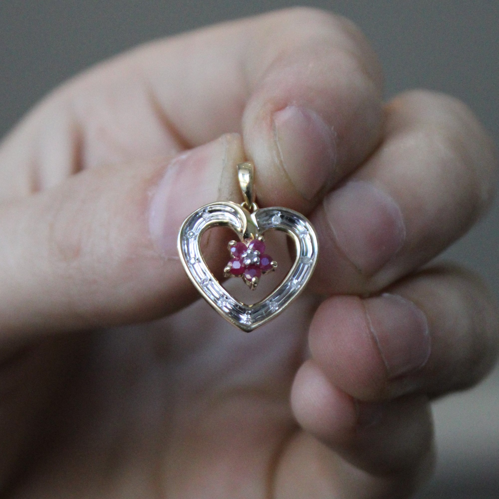 Ruby & Diamond Heart Pendant | 0.15ctw, 0.05ctw |