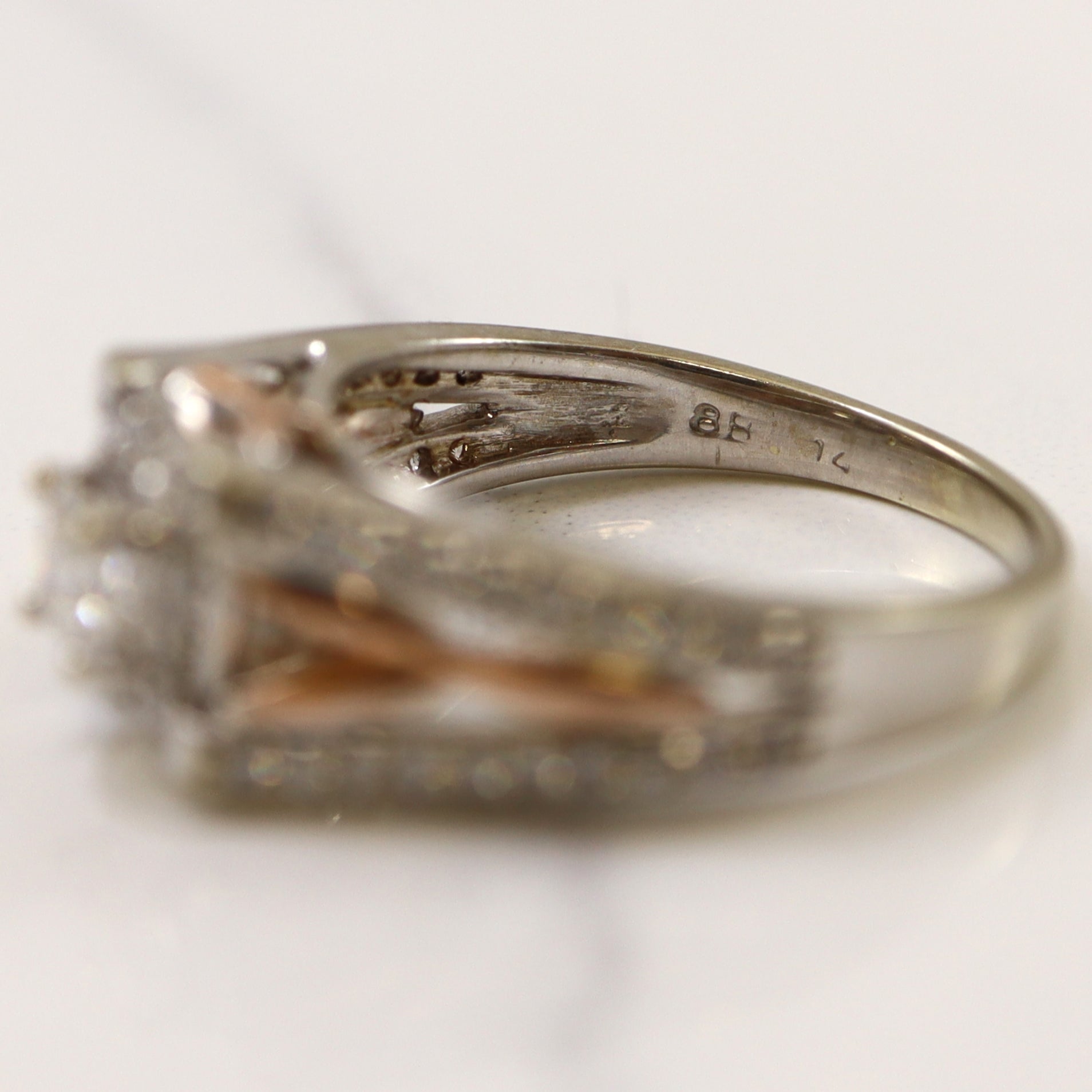 Two Tone Princess Split Shank Engagement Ring | 0.86ctw | SZ 6.5 |