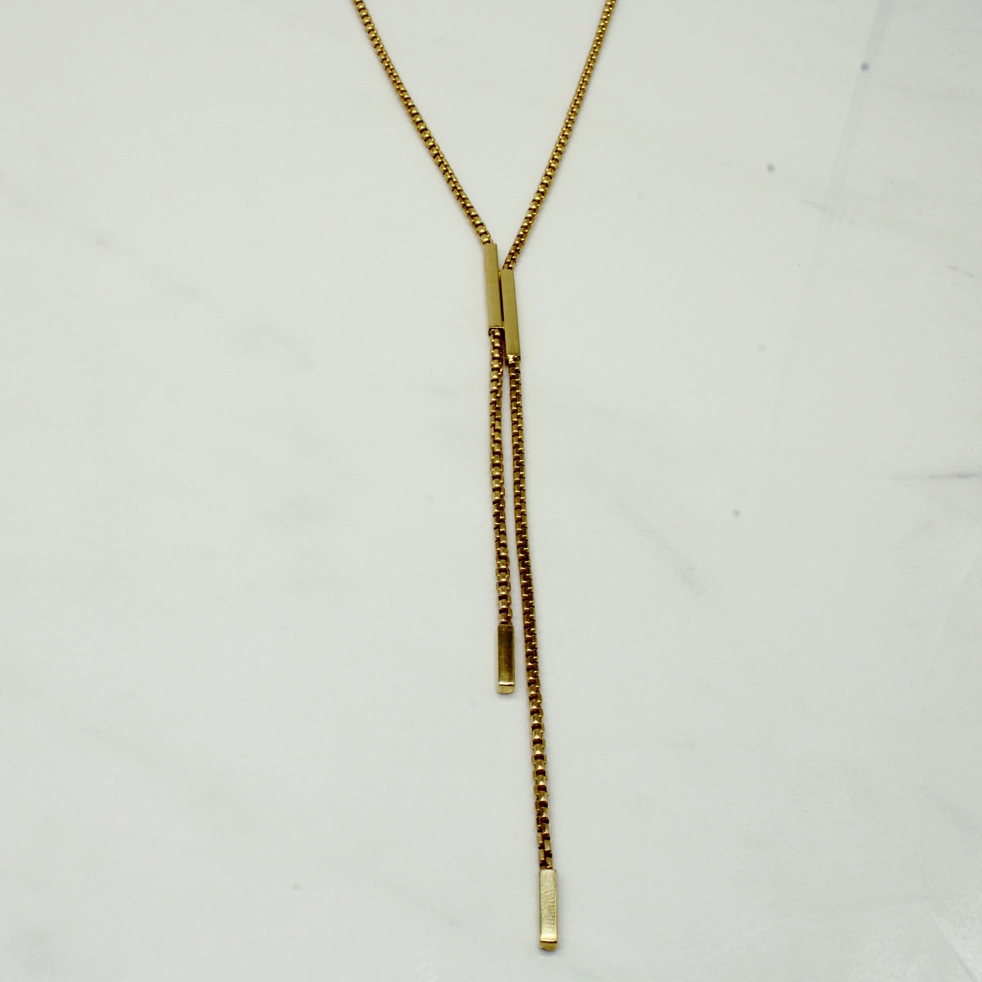 14k Yellow Gold Adjustable Box Link Necklace | 22