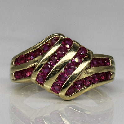 Synthetic Ruby Waterfall Ring | 0.60ctw | SZ 6 |