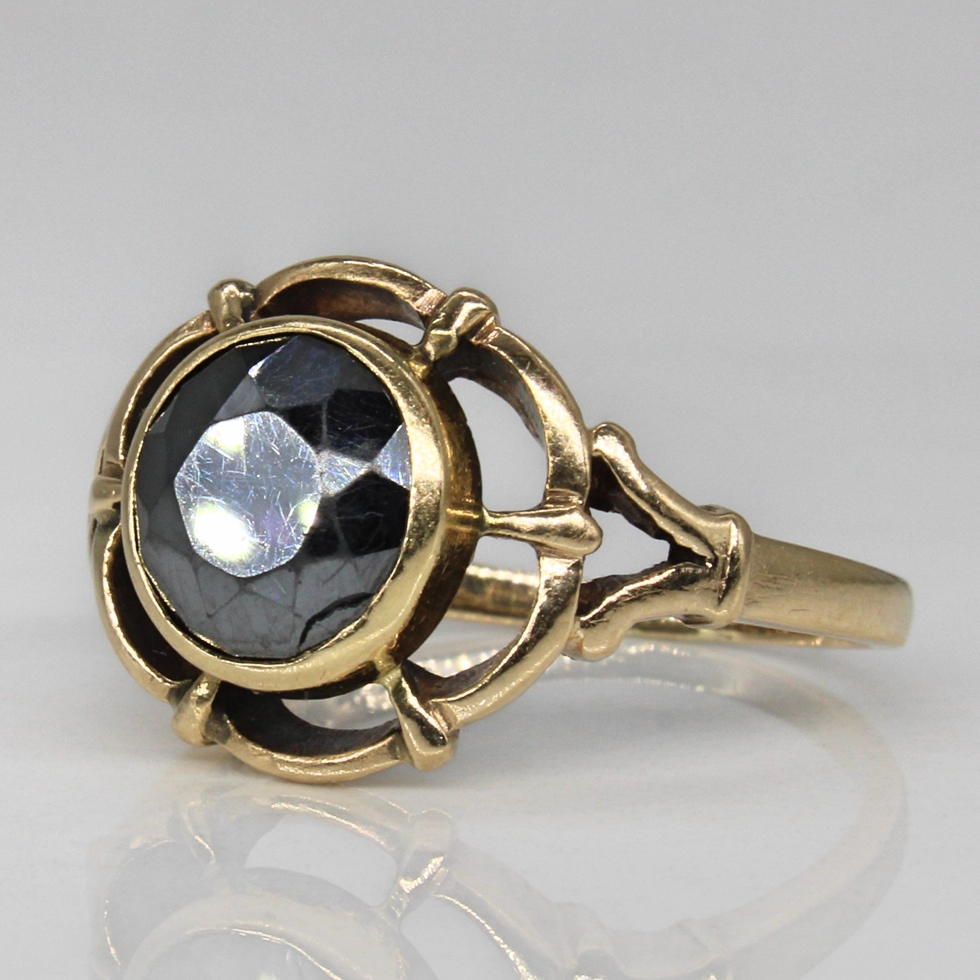 Bague cocktail vintage en hématite canadienne | 1,75 ct | Taille 7 | 