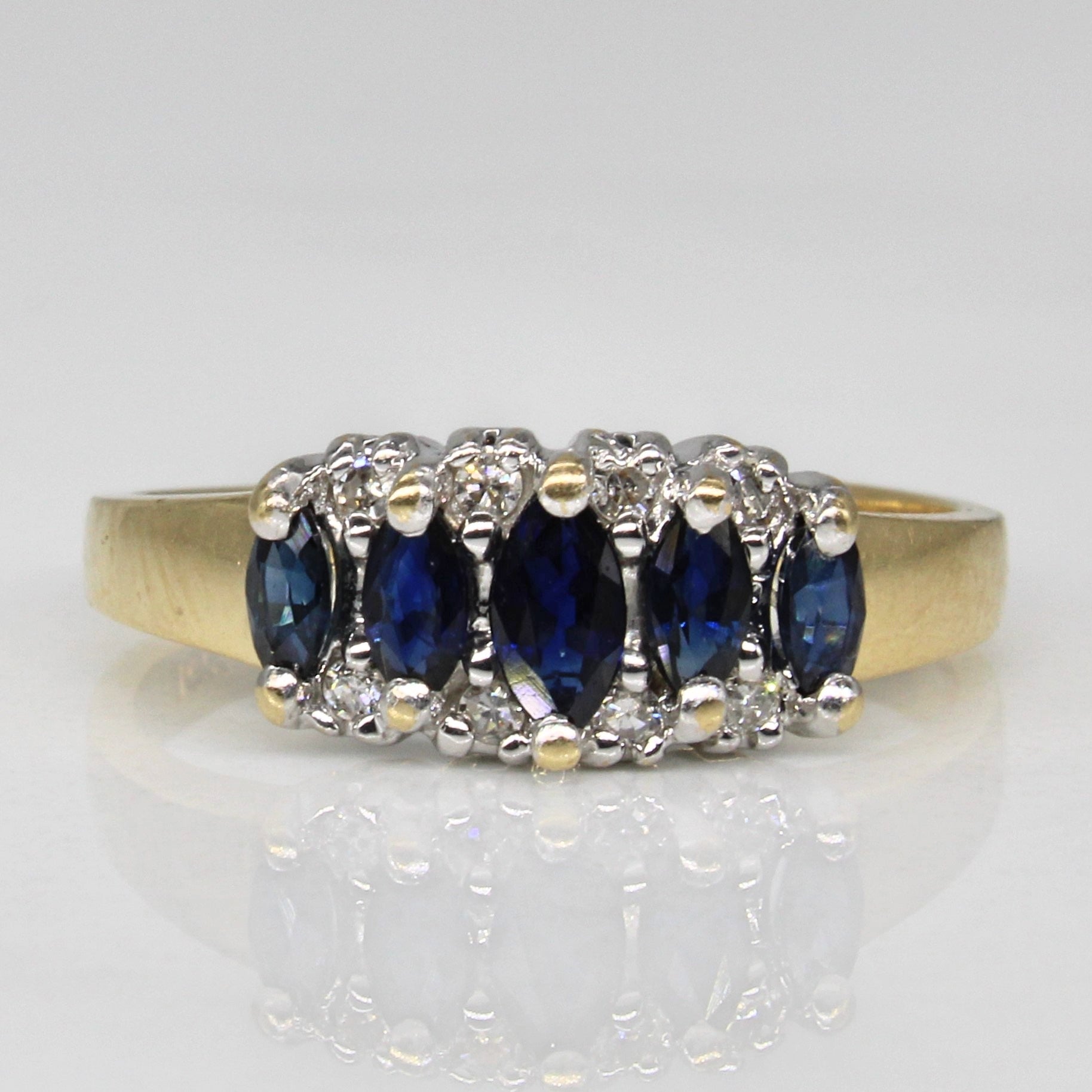 Marquise Sapphire & Diamond Ring | 0.40ctw, 0.06ctw | SZ 6.25 |