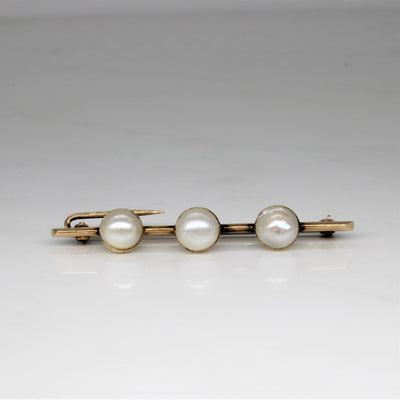 Three Pearl Bar Brooch |