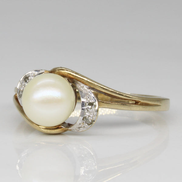 Pearl & Diamond Bypass Ring | 0.02ctw | SZ 6.75 |