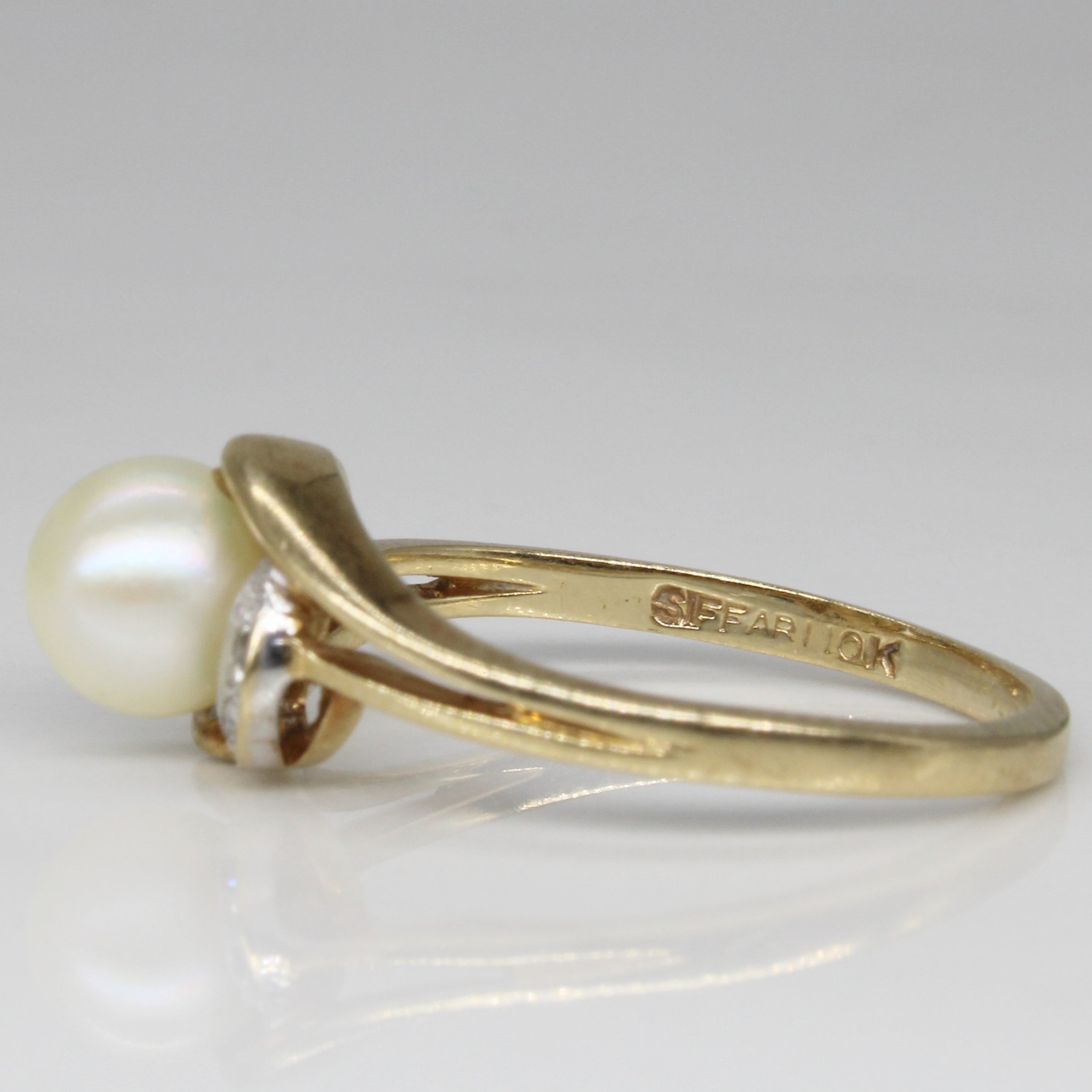 Pearl & Diamond Bypass Ring | 0.02ctw | SZ 6.75 |