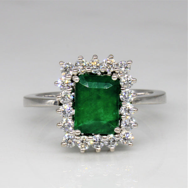 Synthetic Emerald & Diamond Ring | 1.25ct, 0.40ctw | SZ 7 |