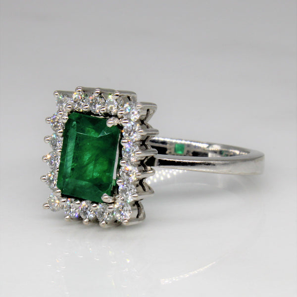 Synthetic Emerald & Diamond Ring | 1.25ct, 0.40ctw | SZ 7 |