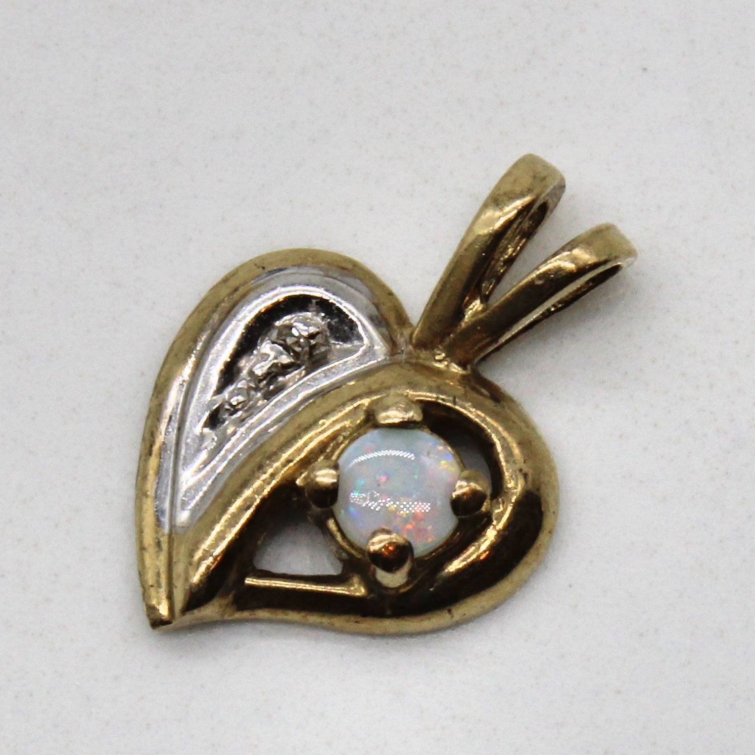 Opal & Diamond Heart Pendant | 0.04ct, 0.01ct |