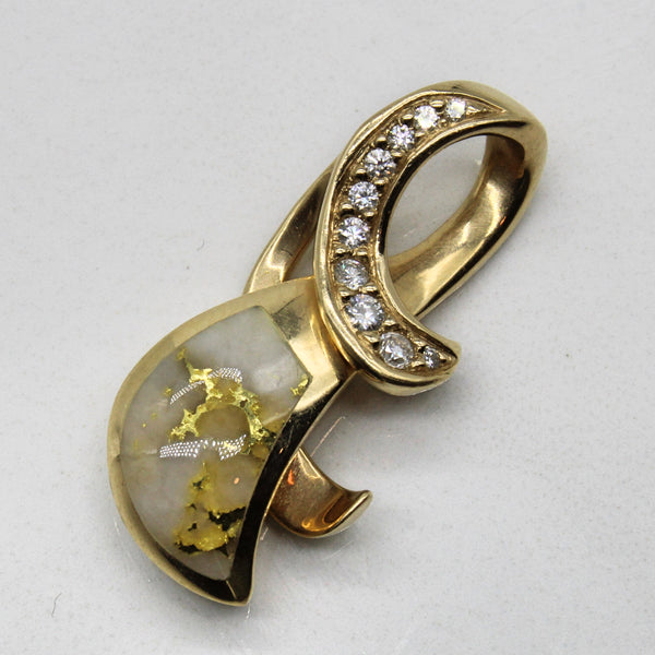 Gold Quartz Nugget & Diamond Swirl Pendant | 1.40ct, 0.11ctw |