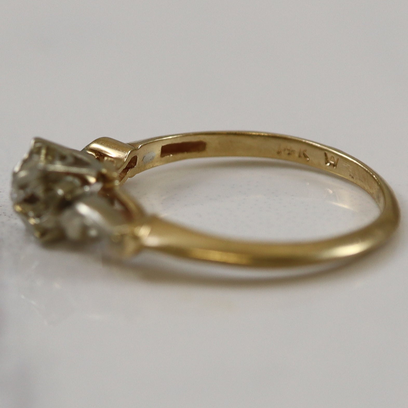 Bague solitaire rétro en diamant | 0,02 ct | Taille 5,25 | 