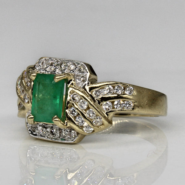 Emerald & Diamond Bypass Ring | 0.52ct, 0.34ctw | SZ 5.25 |