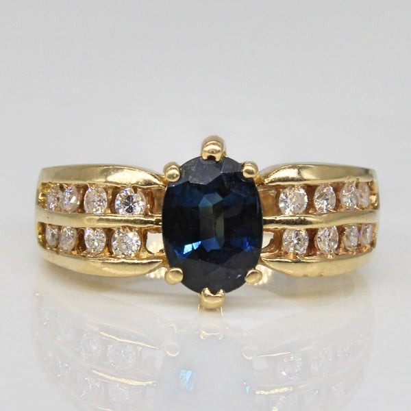Double Channel Sapphire & Diamond Ring | 0.85ct, 0.16ctw | SZ 5.75 |