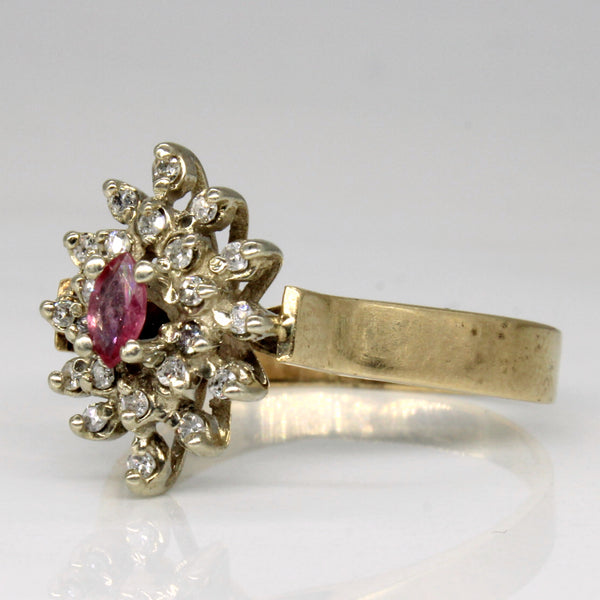 High Set Diamond & Ruby Cluster Ring | 0.11ctw, 0.09ct | SZ 9 |