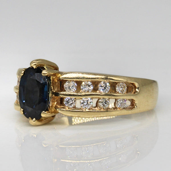 Double Channel Sapphire & Diamond Ring | 0.85ct, 0.16ctw | SZ 5.75 |