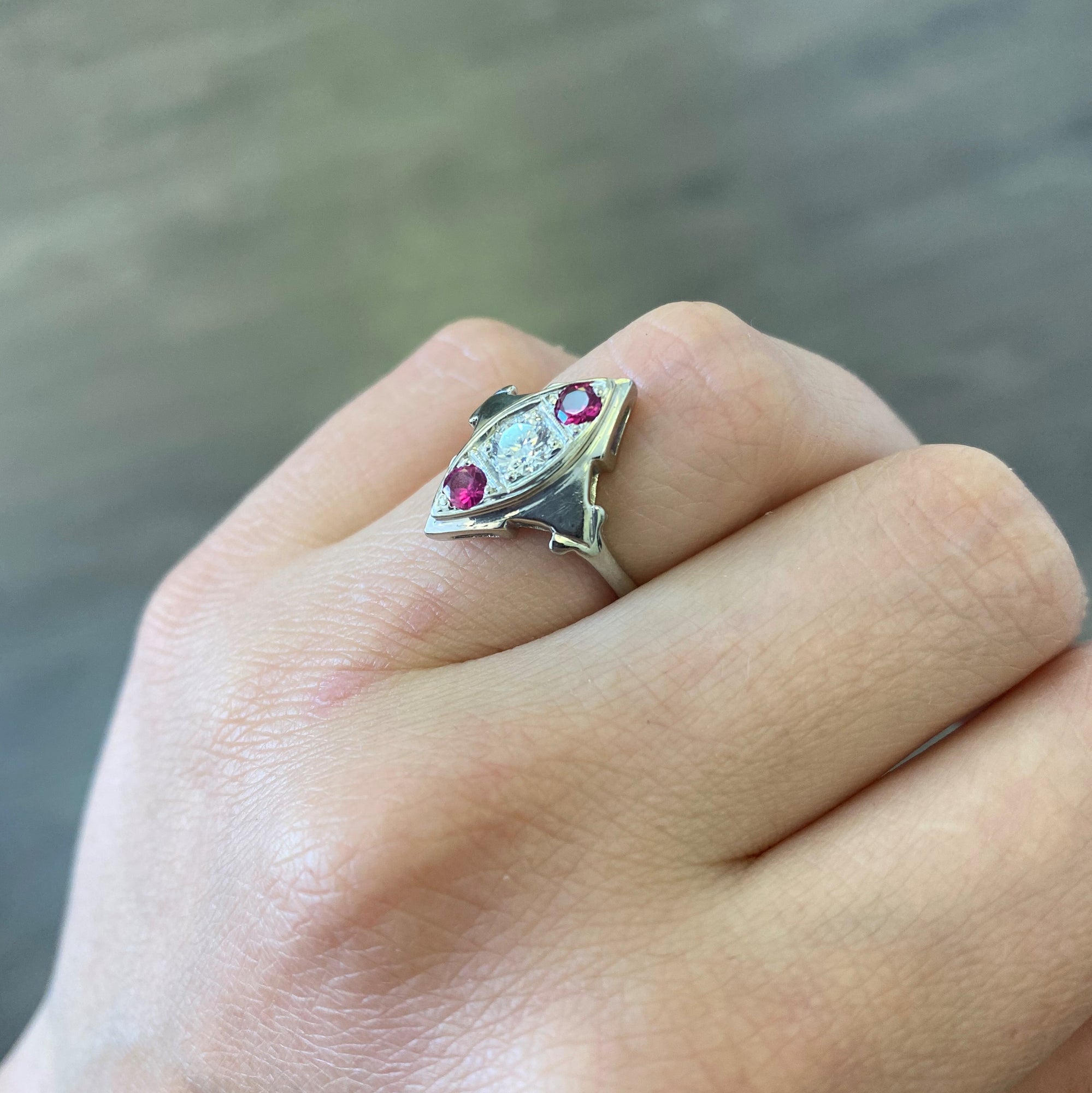 Art Deco Diamond & Ruby Ring | 0.30ct, 0.30ctw | SZ 5.50 |