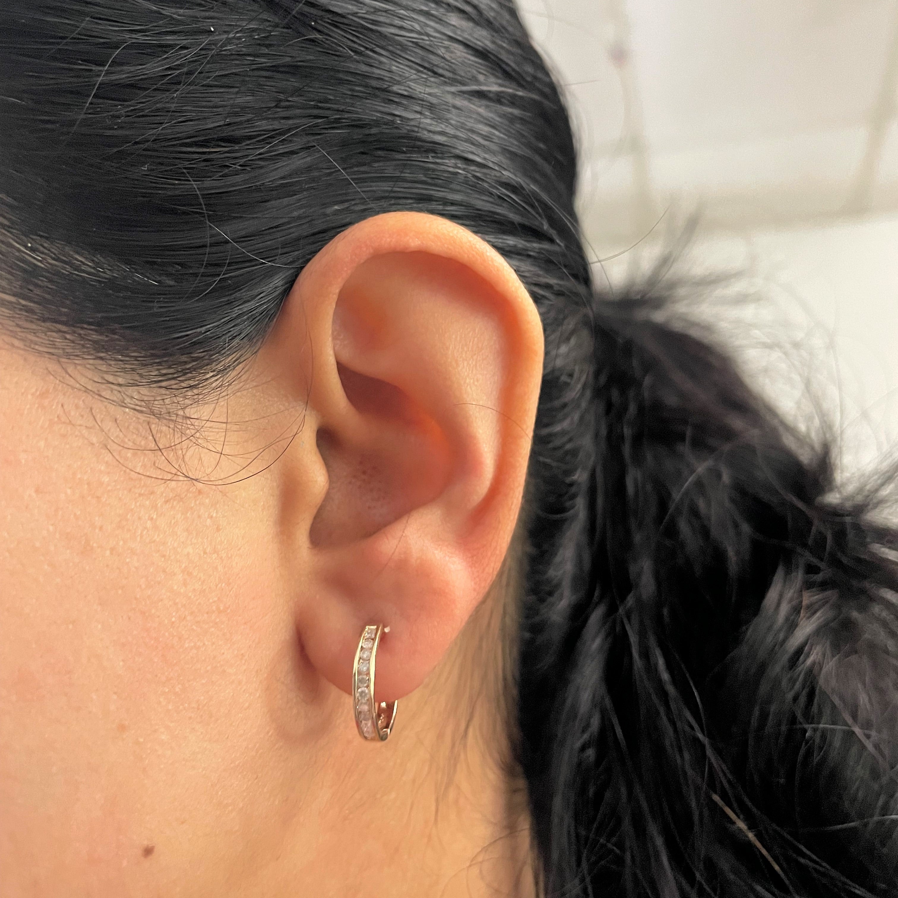Channel Set Diamond Huggie Earrings | 0.20ctw |