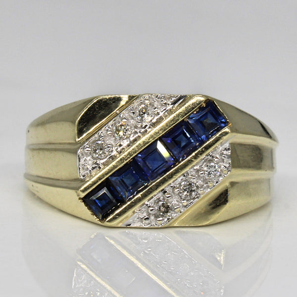 Diagonal Sapphire & Diamond Ring | 0.50ctw, 0.06ctw | SZ 9.75 |
