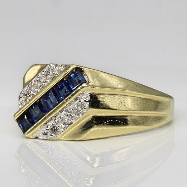 Diagonal Sapphire & Diamond Ring | 0.50ctw, 0.06ctw | SZ 9.75 |