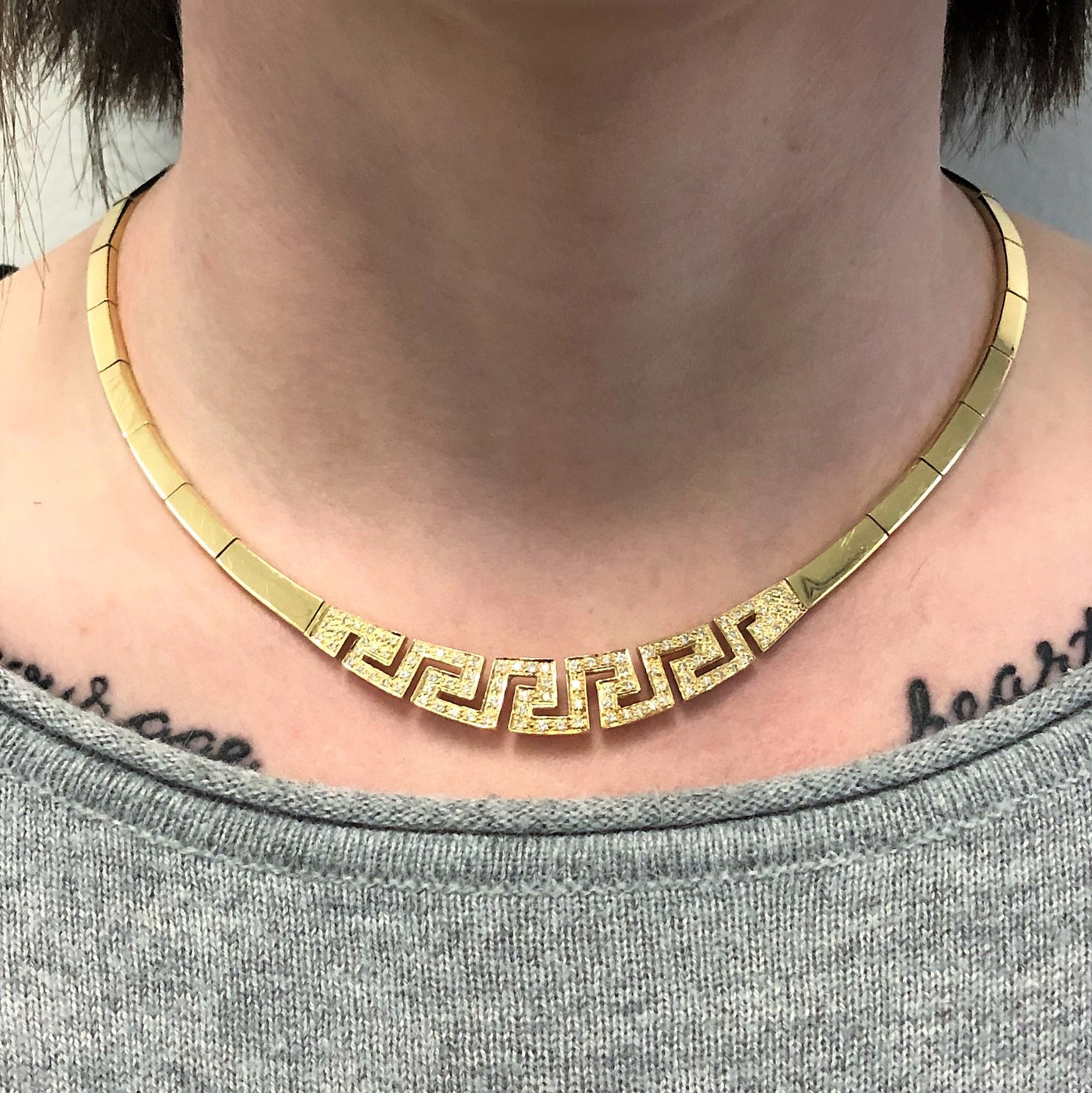 Geometric Diamond Collar 18k Gold Necklace | 0.95ctw | 17