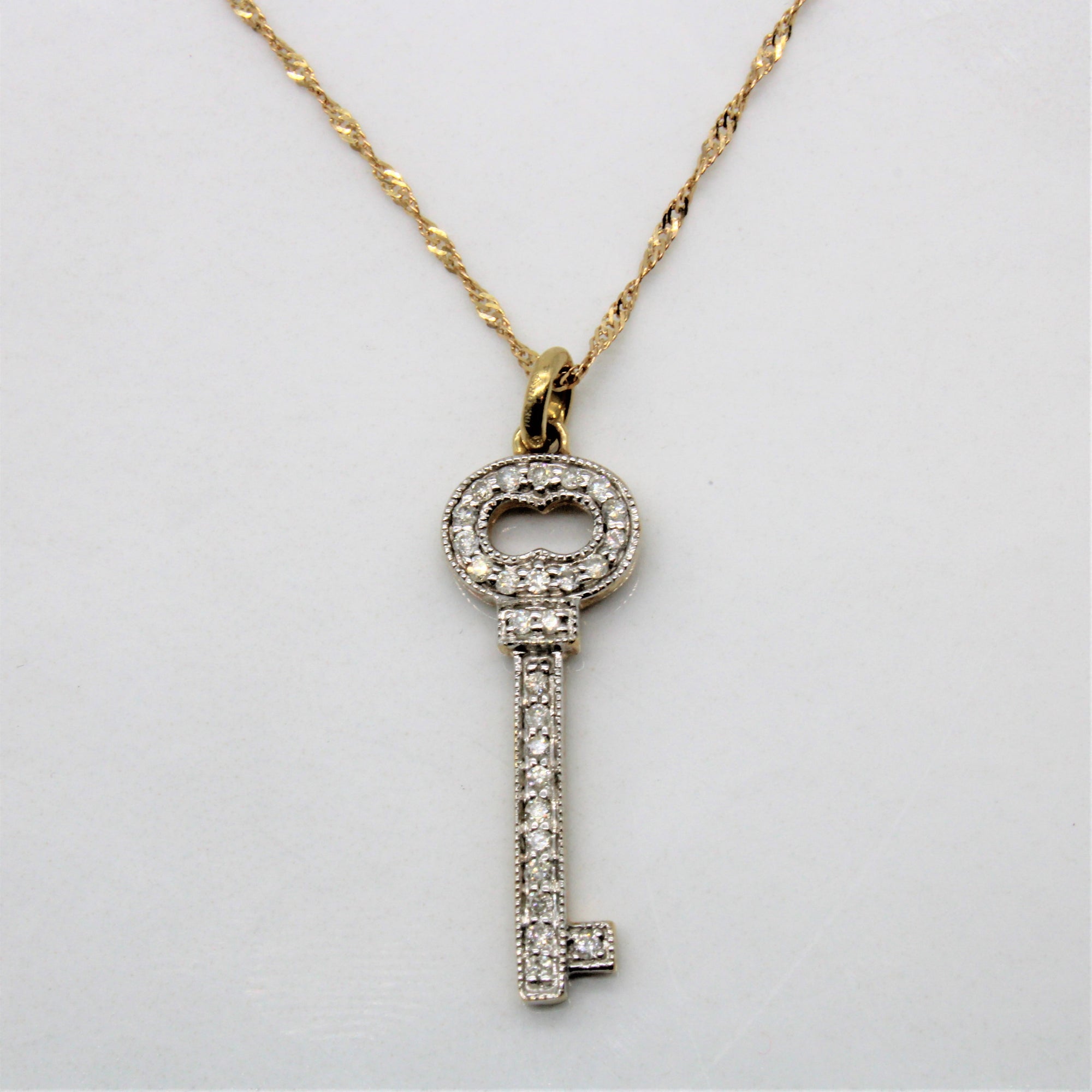 Diamond Key Necklace | 0.13ctw | 16