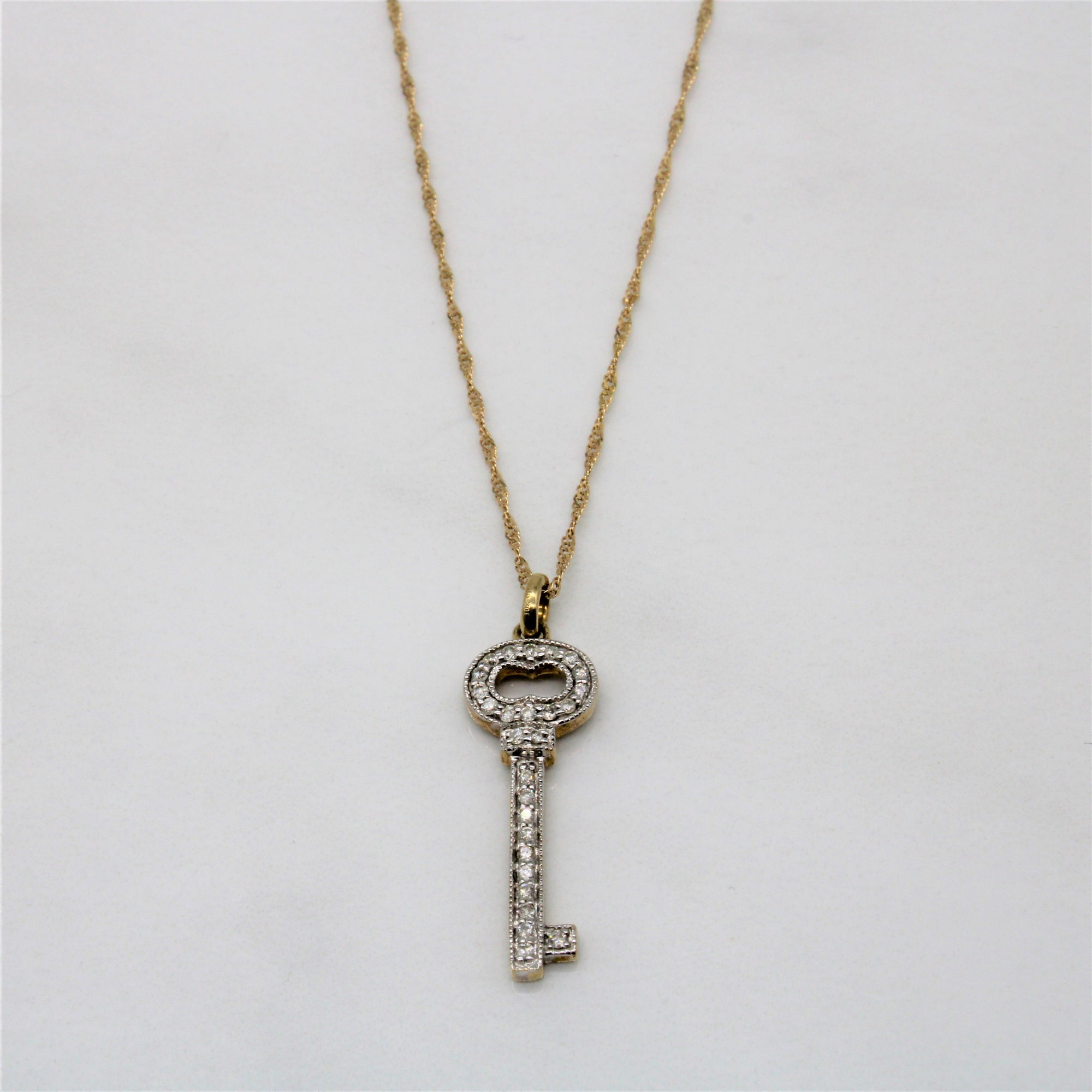 Diamond Key Necklace | 0.13ctw | 16