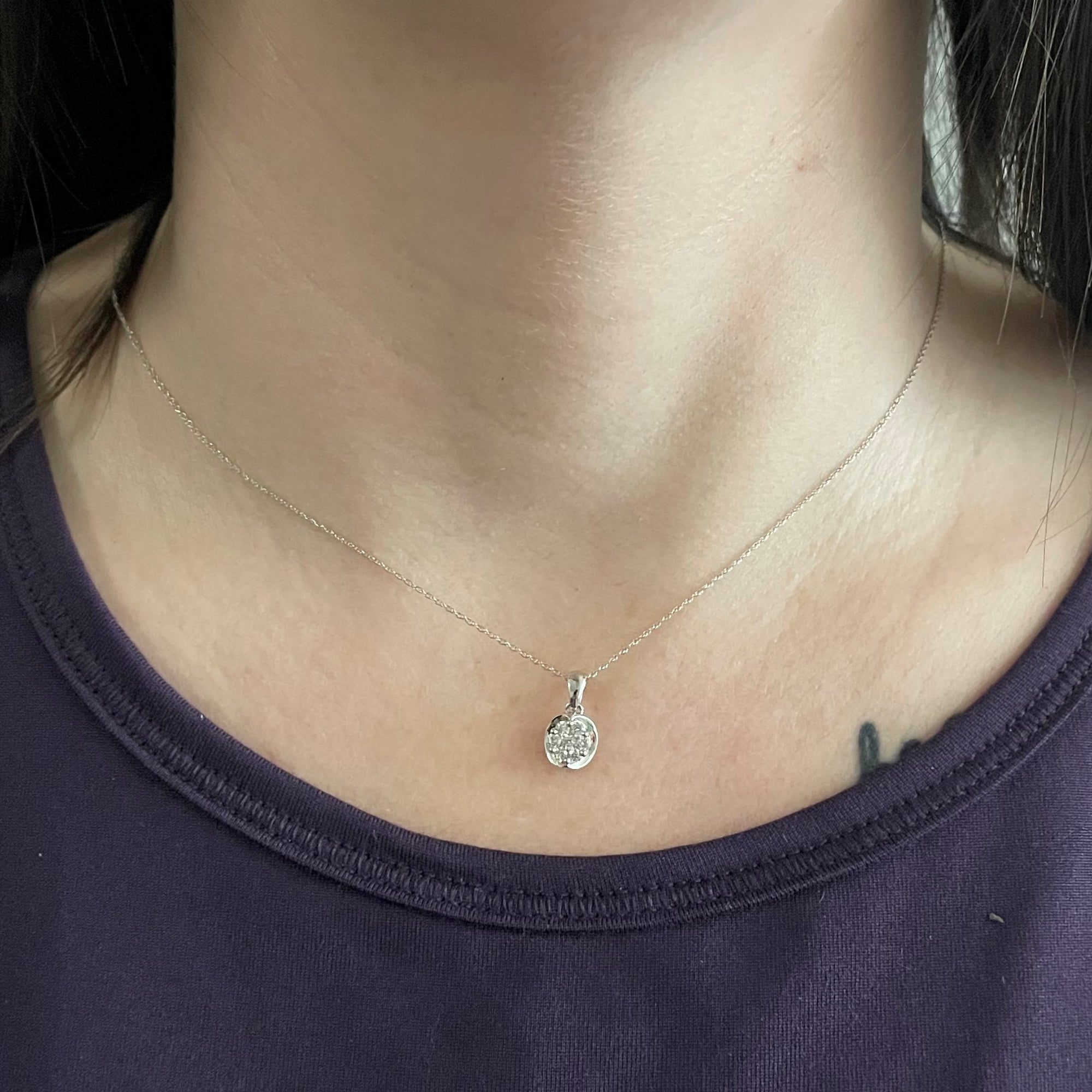 Cluster Diamond Pendant Necklace | 0.17ctw| 18