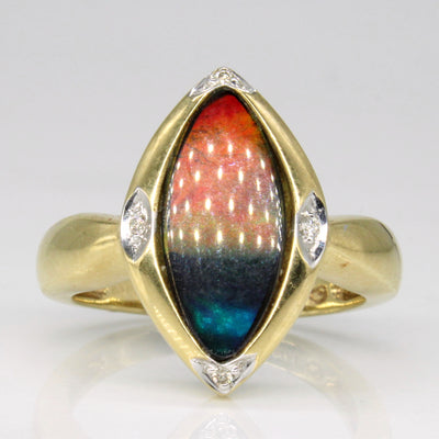 Ammolite Triplet & Diamond Cocktail Ring | 0.5ct, 0.02ctw | SZ 8 |