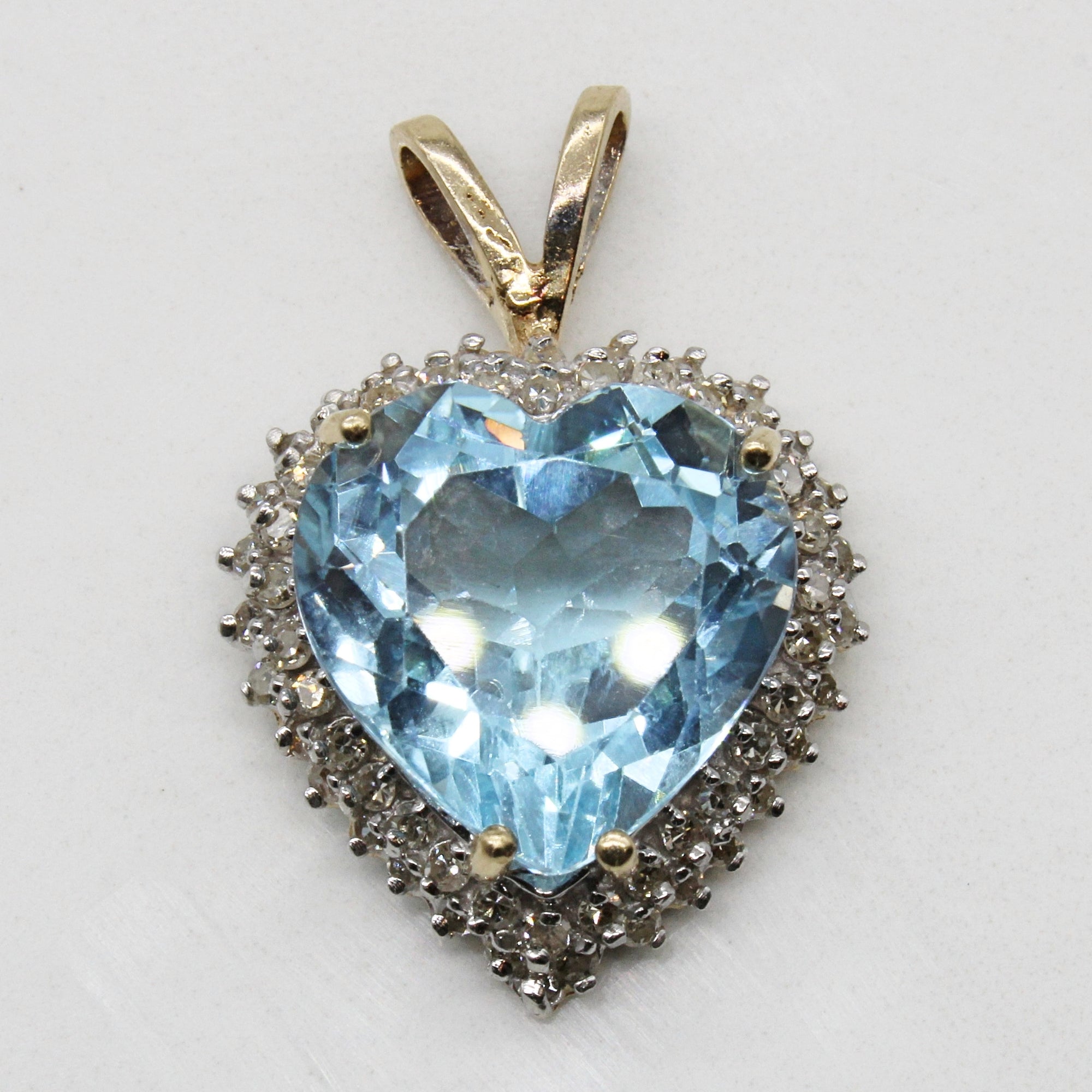 Blue Topaz & Diamond Heart Pendant | 8.45ct, 0.40ctw |