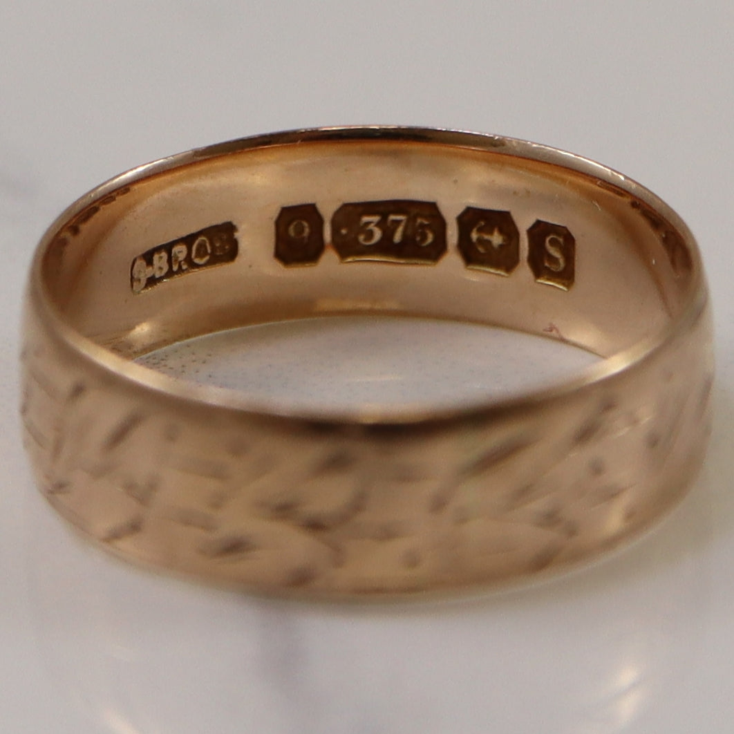 Early 1900s Hand Etched Yellow Gold Band | SZ 7.25 |