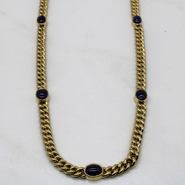 Sapphire Cabochon Cuban Link Necklace | 7.70ctw | 17