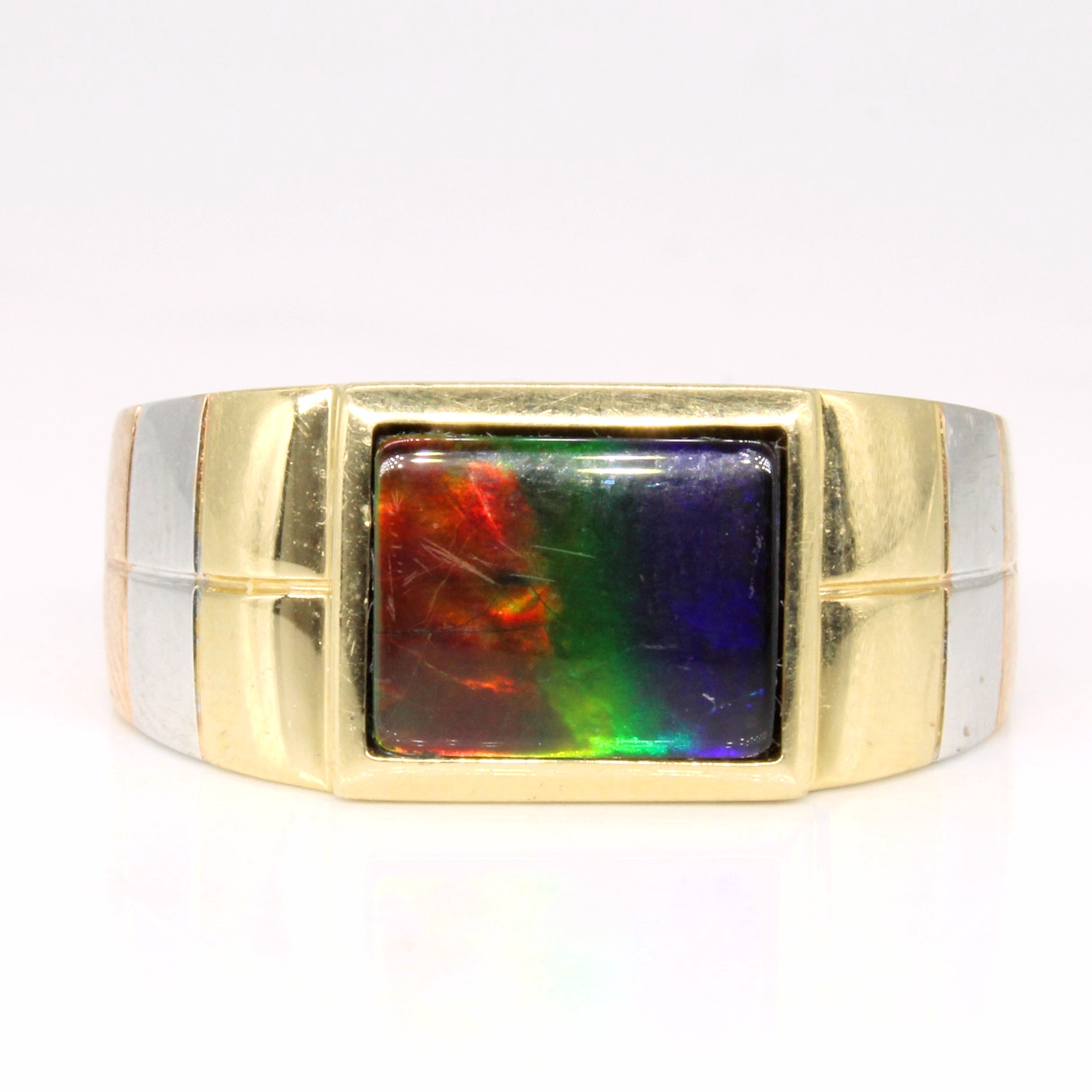 Three Tone Ammolite Ring | 1.35ct | SZ 10 |