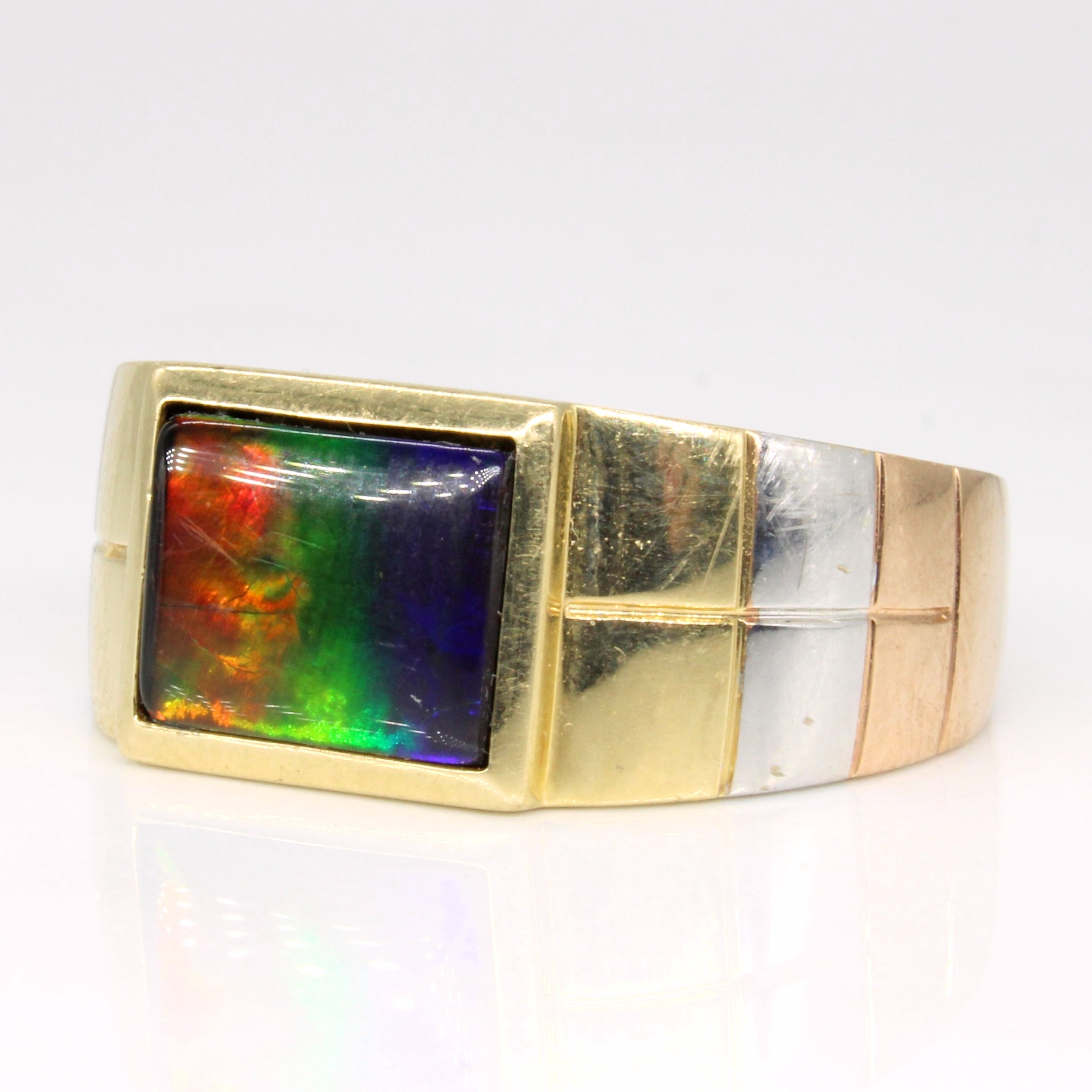 Three Tone Ammolite Ring | 1.35ct | SZ 10 |