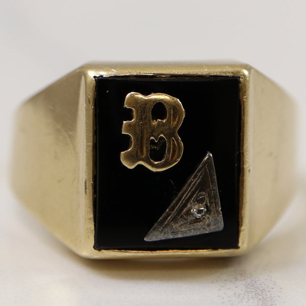 Initial 'B' Onyx & Diamond Ring | 4.00ct, 0.005ct | SZ 9.75 |
