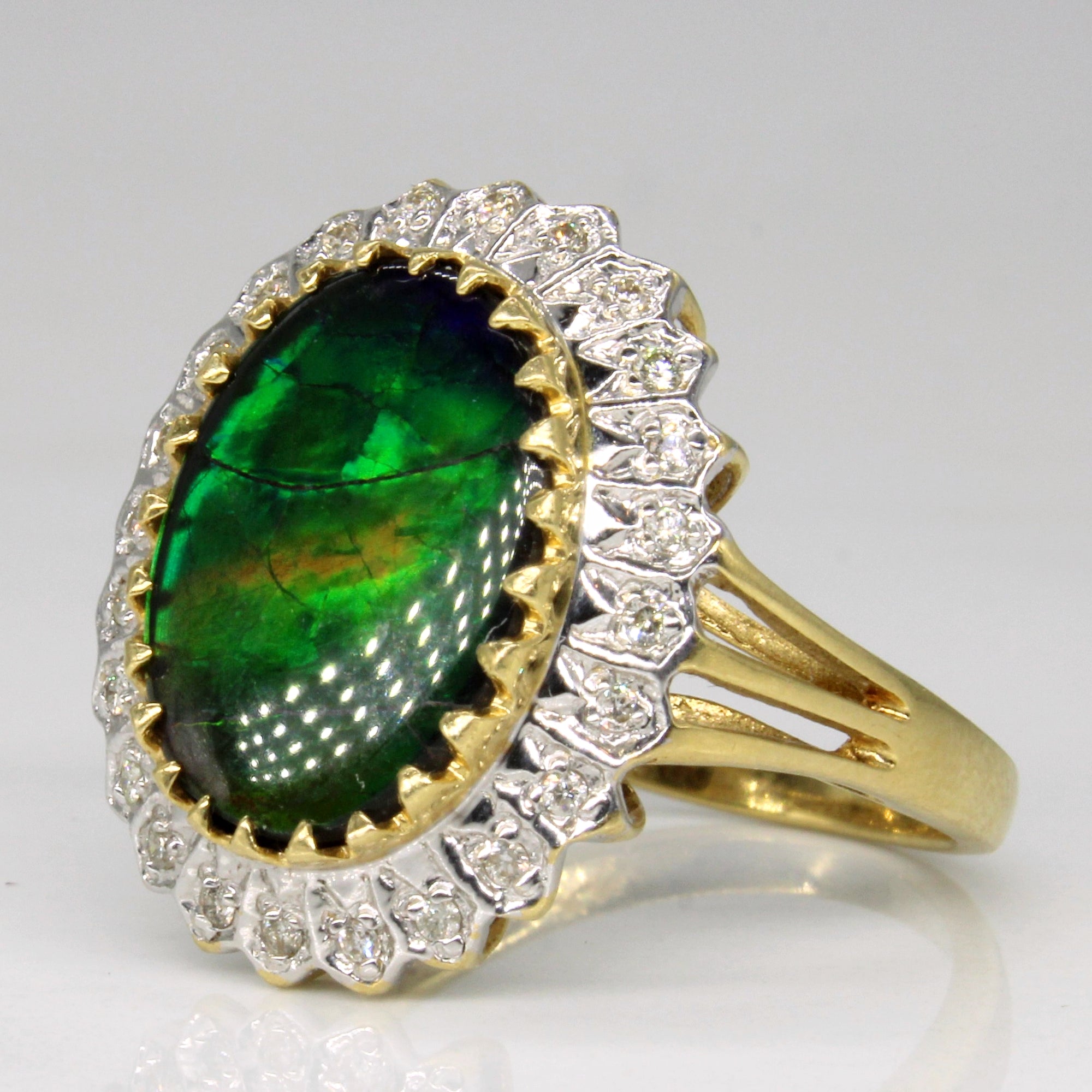 Ammolite & Diamond Cocktail Ring | 1.85ct, 0.12ctw | SZ 7.25 |