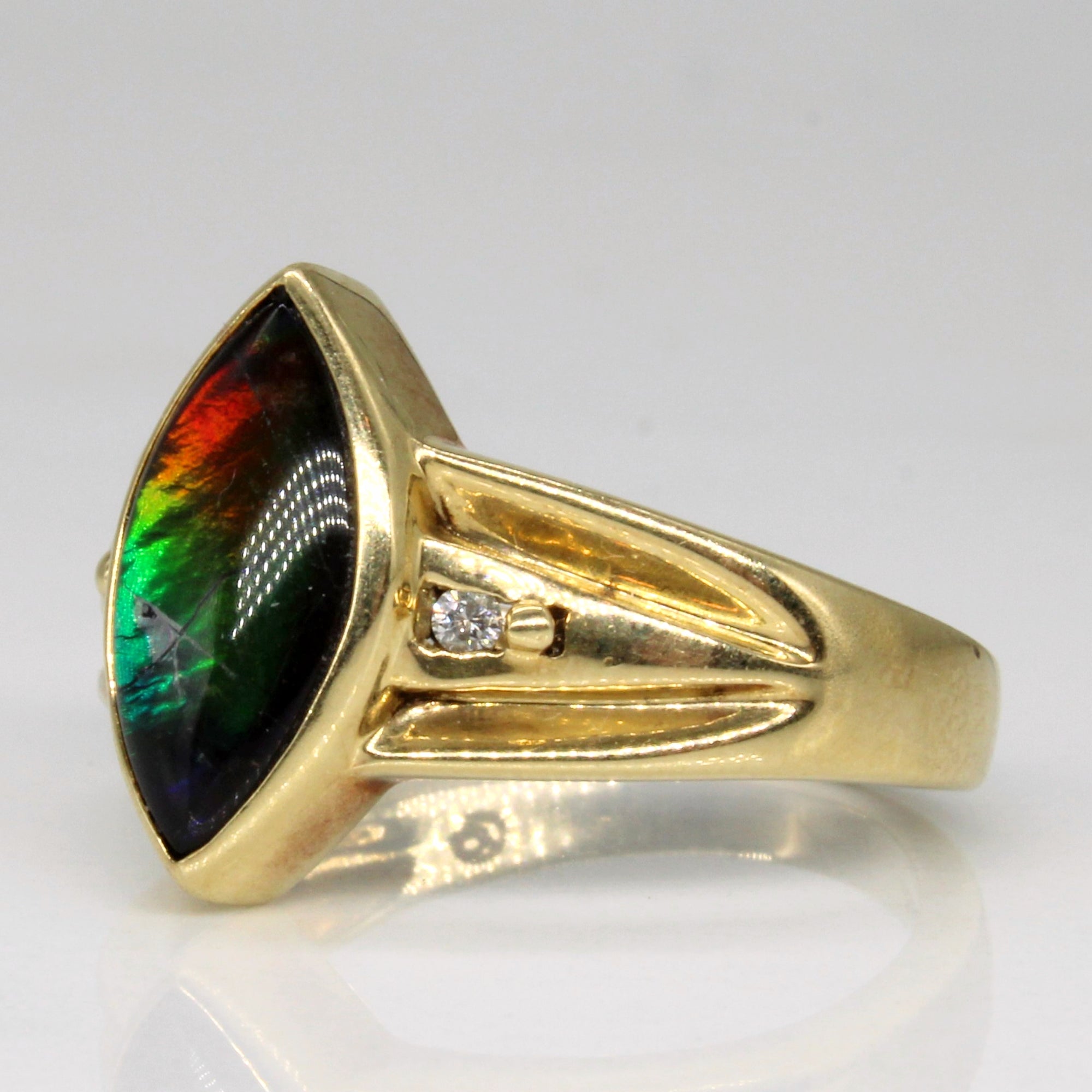 Ammolite & Diamond Cocktail Ring | 1.00ct, 0.02ctw | SZ 6.5 |