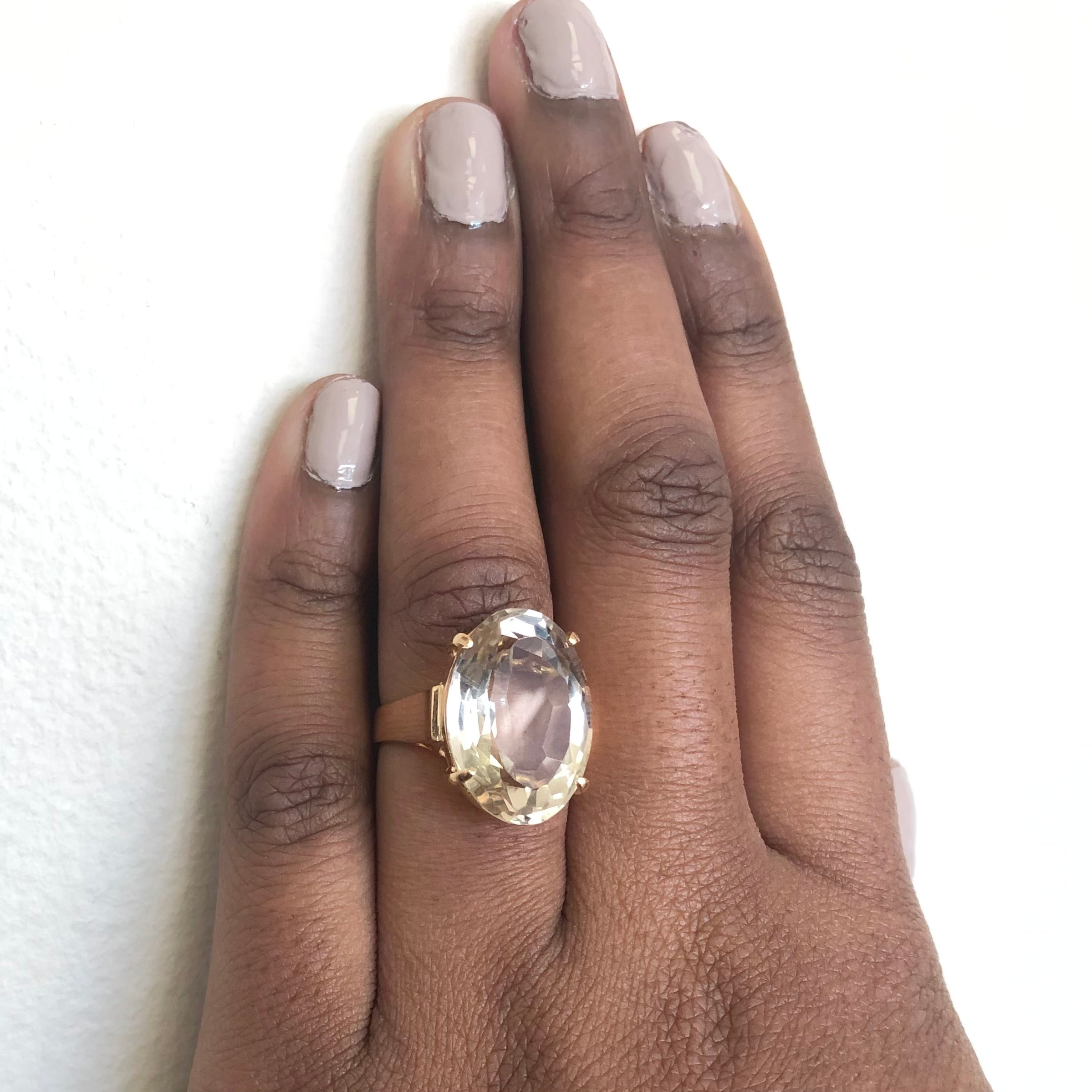 Solitaire Citrine Cocktail Ring | 19.0ct | SZ 7.5 |