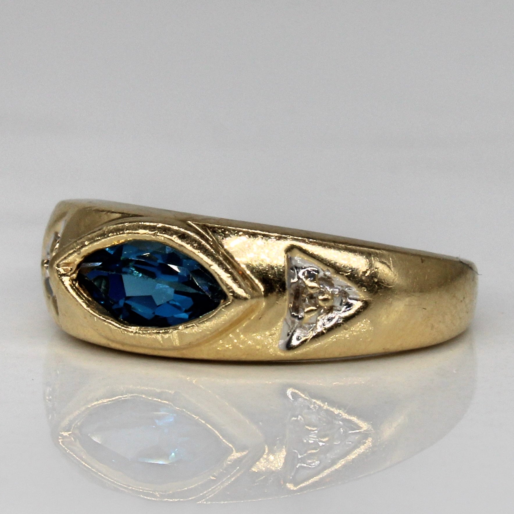 London Blue Topaz & Diamond Ring | 0.50ct, 0.01ctw | SZ 5 |
