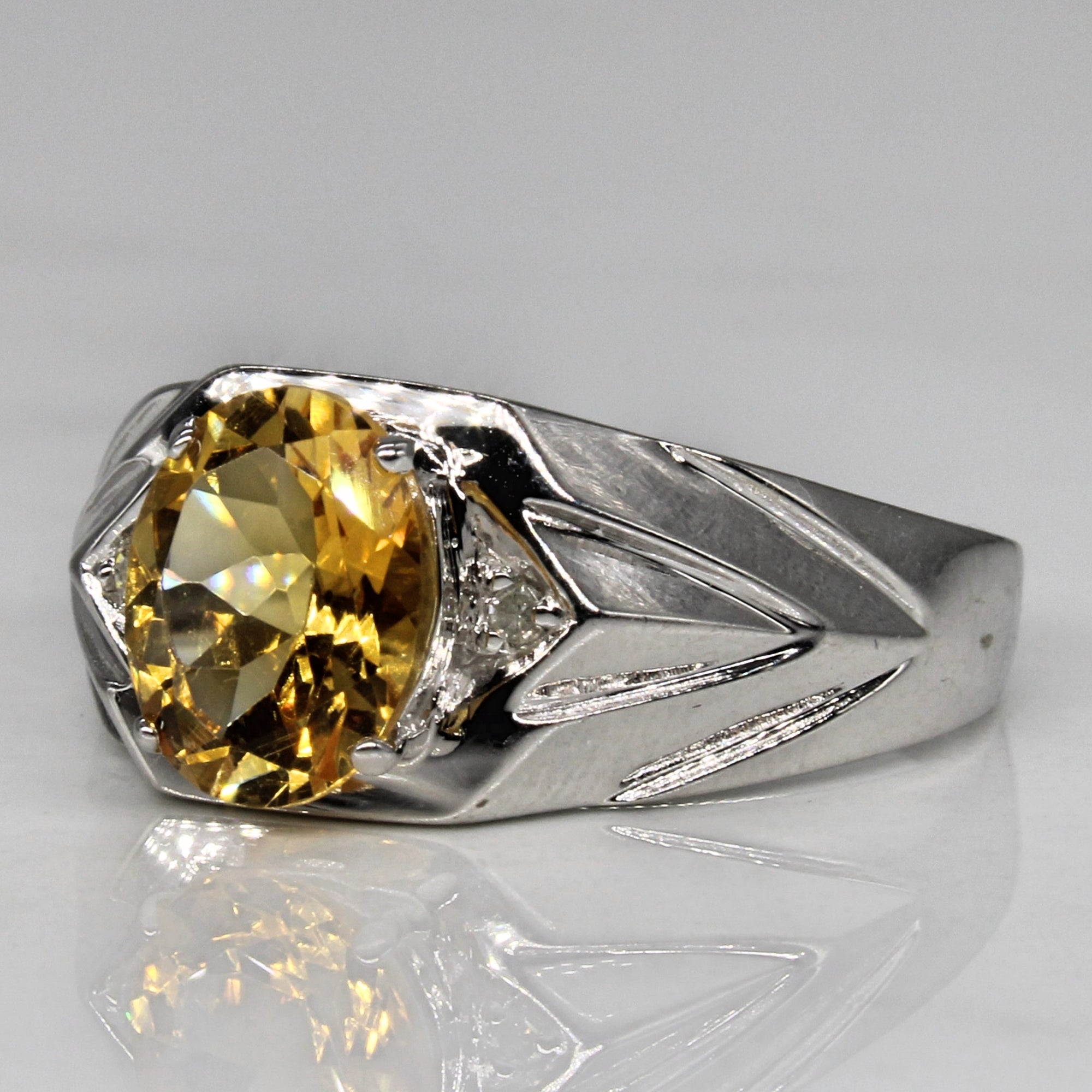 Citrine & Diamond Tapered Ring | 1.40ct, 0.02ctw | SZ 8.75 |