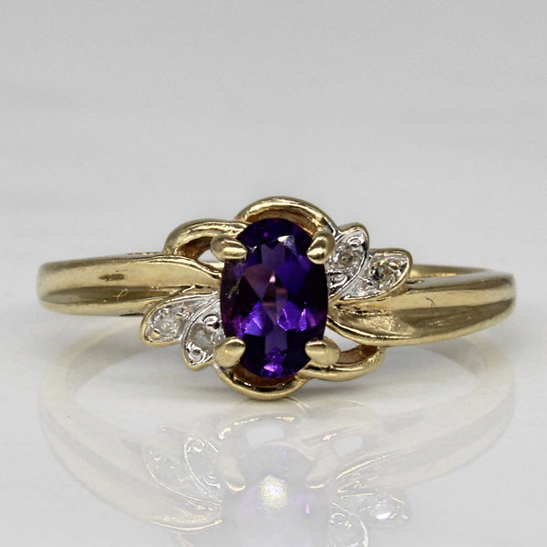 Amethyst & Diamond Floral Bypass Ring | 0.33ct, 0.02ctw | SZ 6.5 |